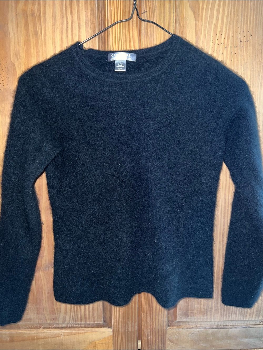 Cashmere By Charter Club 2 Ply Crewneck Cropped Sweater Black Womens Small Wool